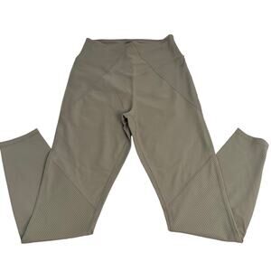 Good American Womens Size 1 Shaping Athletic Pull on Leggings Beige Ribbed NWT